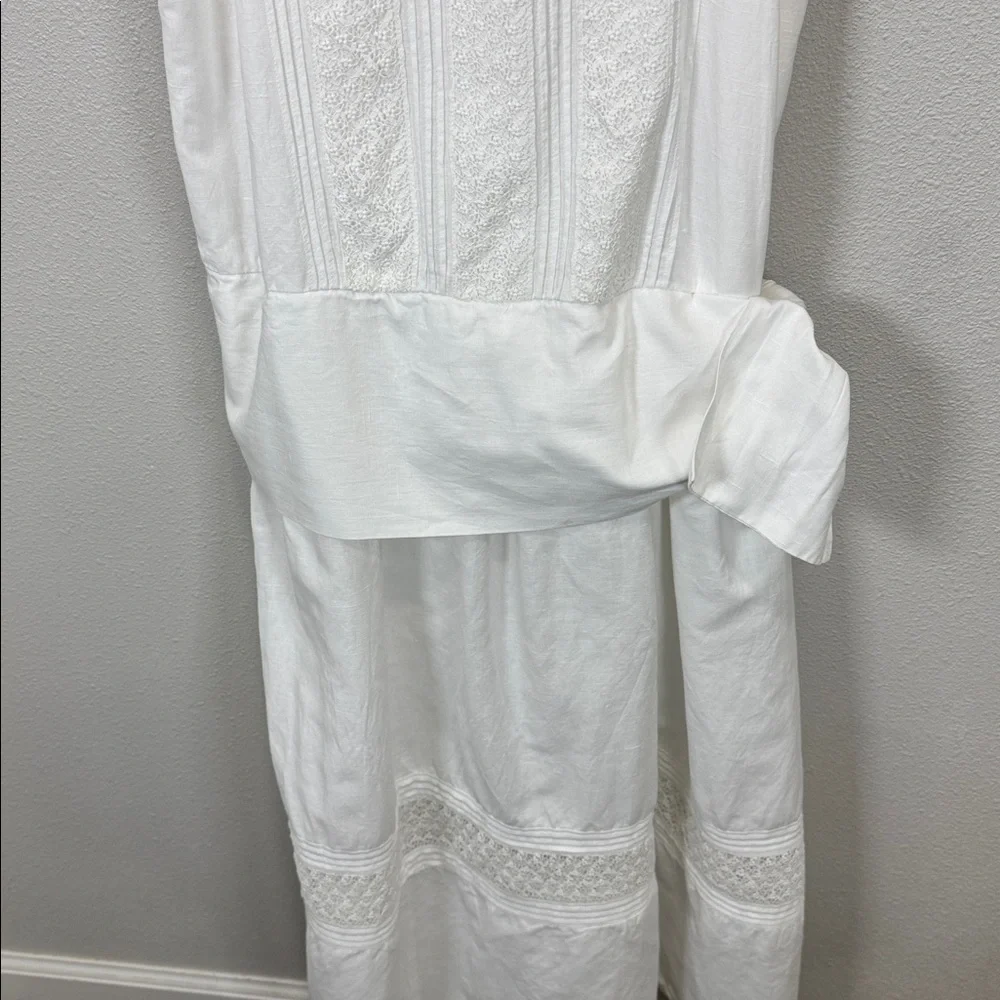 Eileen West vintage dropped waist White Midi slip Dress cotton linen blend - Picture 4 of 11